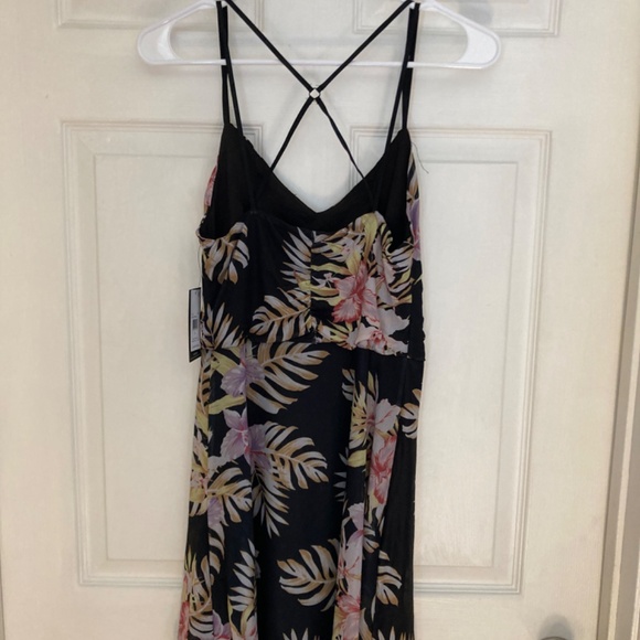 Volcom Black Mini Dres with Floral design Sweetheart Neckline Small - Picture 7 of 9